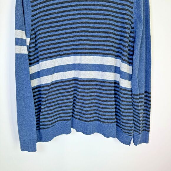 Indigenous Sweater Womens Small Blue Black Organic Cotton Striped Full Zip Peru - Picture 7 of 12